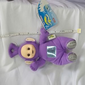 Playskool Tinky Winky rattle Vtg 1998 plush rubber face tiny tubbies 7"